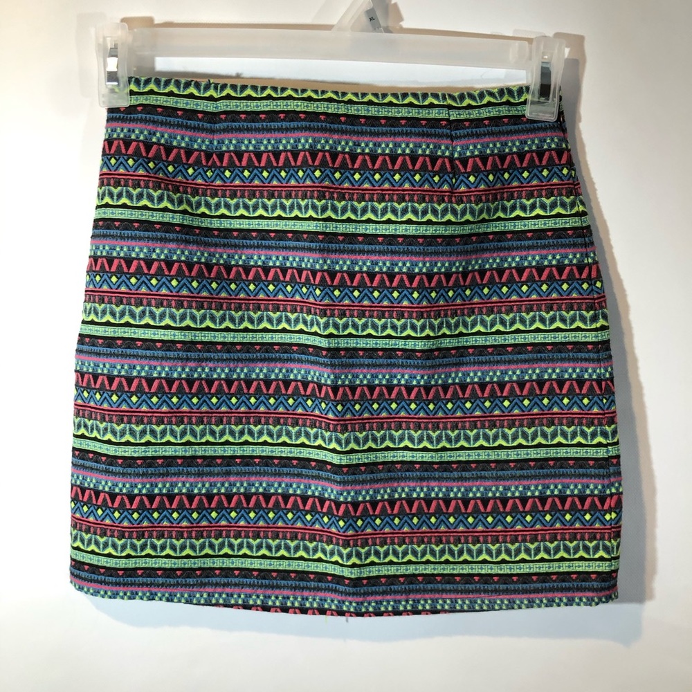 Anthro Shrinking Violet Aztec Neon Mini Skirt S